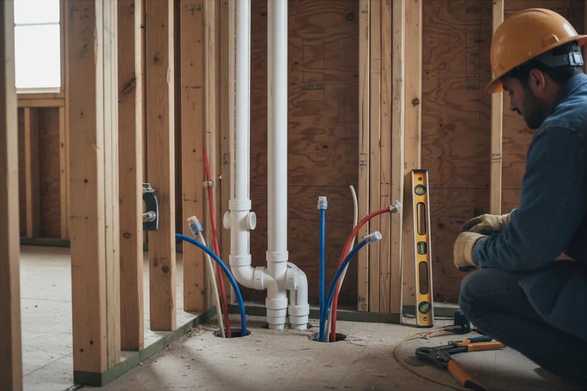 Drain and supply rough-in during Drain Cleaning in Pomeroy